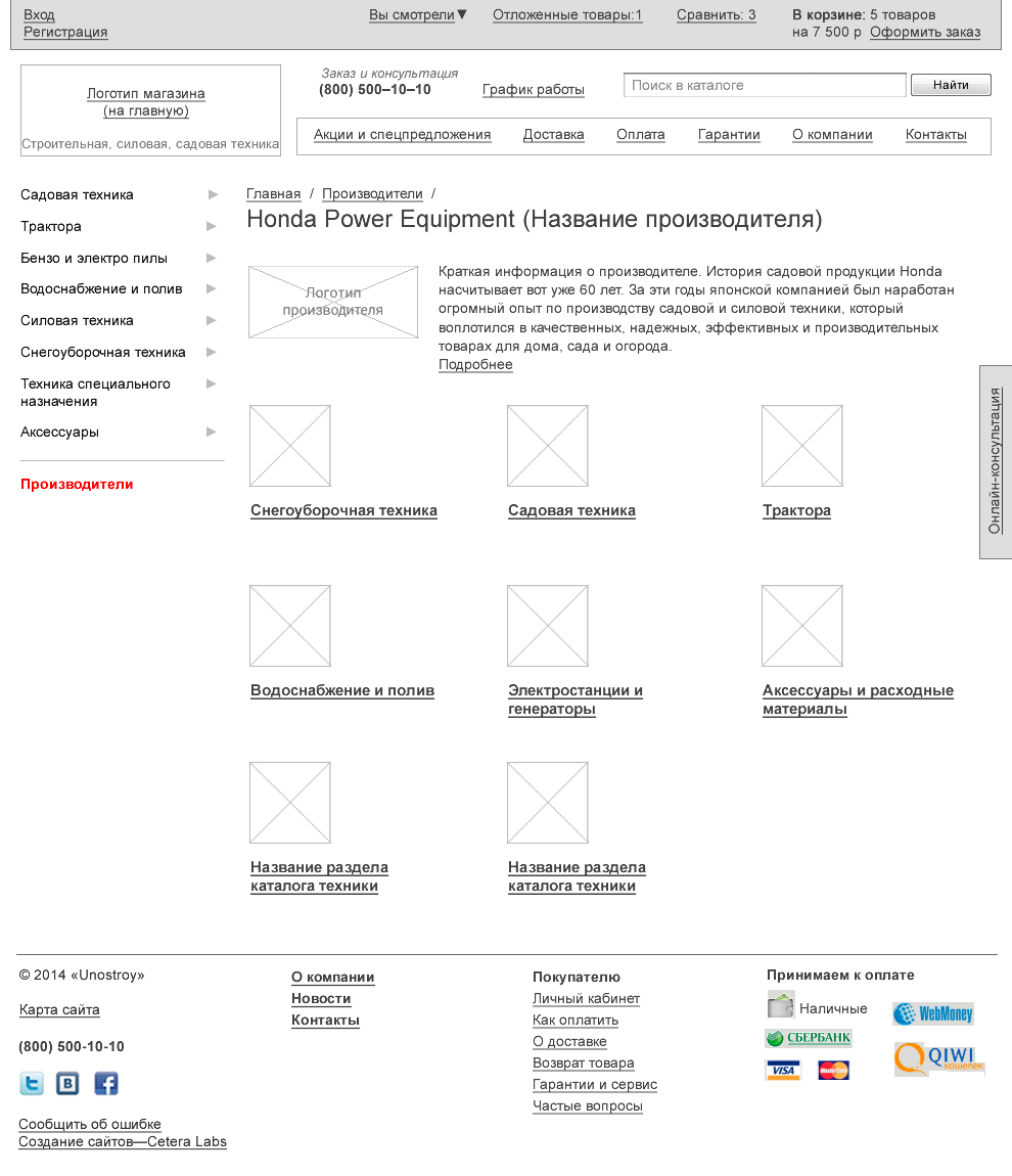 Страница производителя